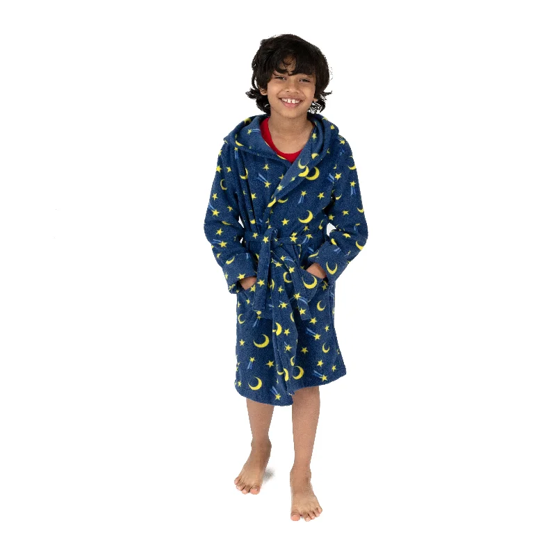 Kids Fleece Hooded Robe Moon Confident Men's High