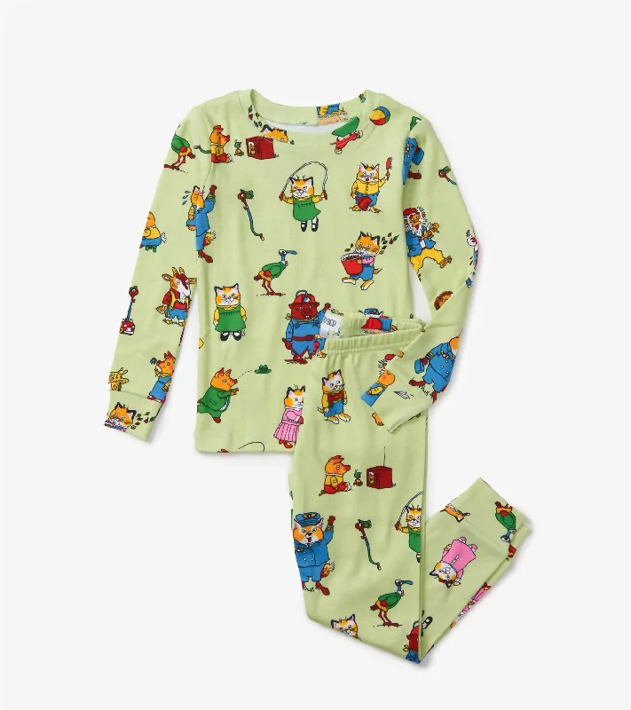 Boy's Richard Scarry’S Busy World Pajamas In Green Elegant Men's Formal 