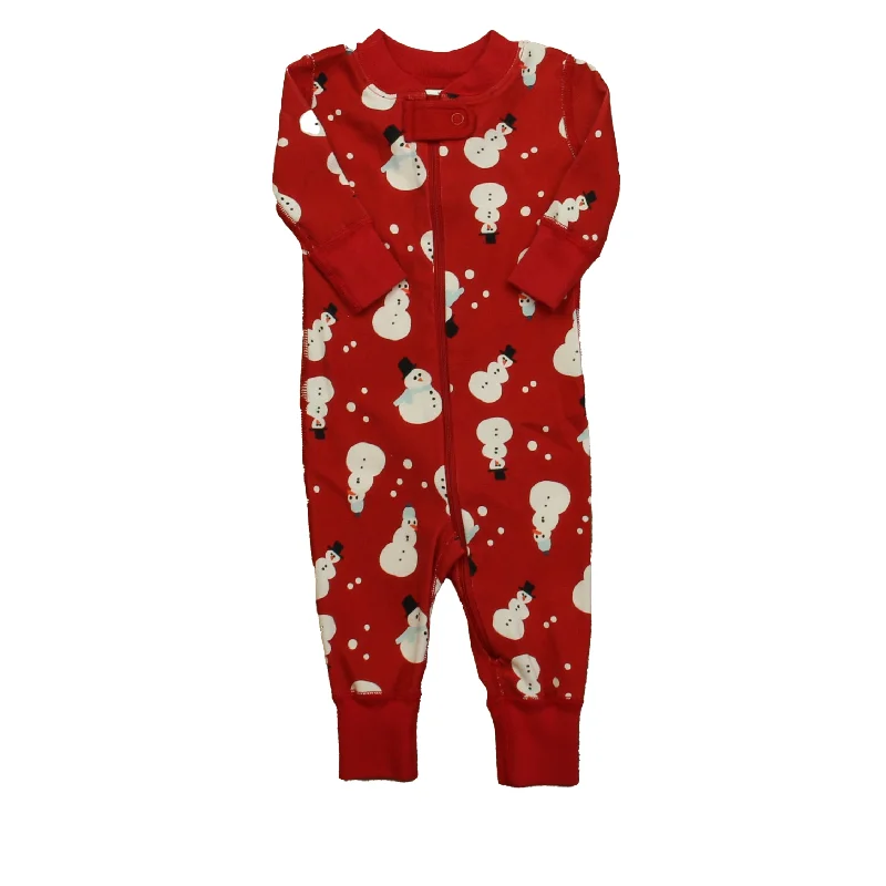 Hanna Andersson Unisex Red Snowmen 1-piece Non-footed Pajamas Edgy Men's Punk