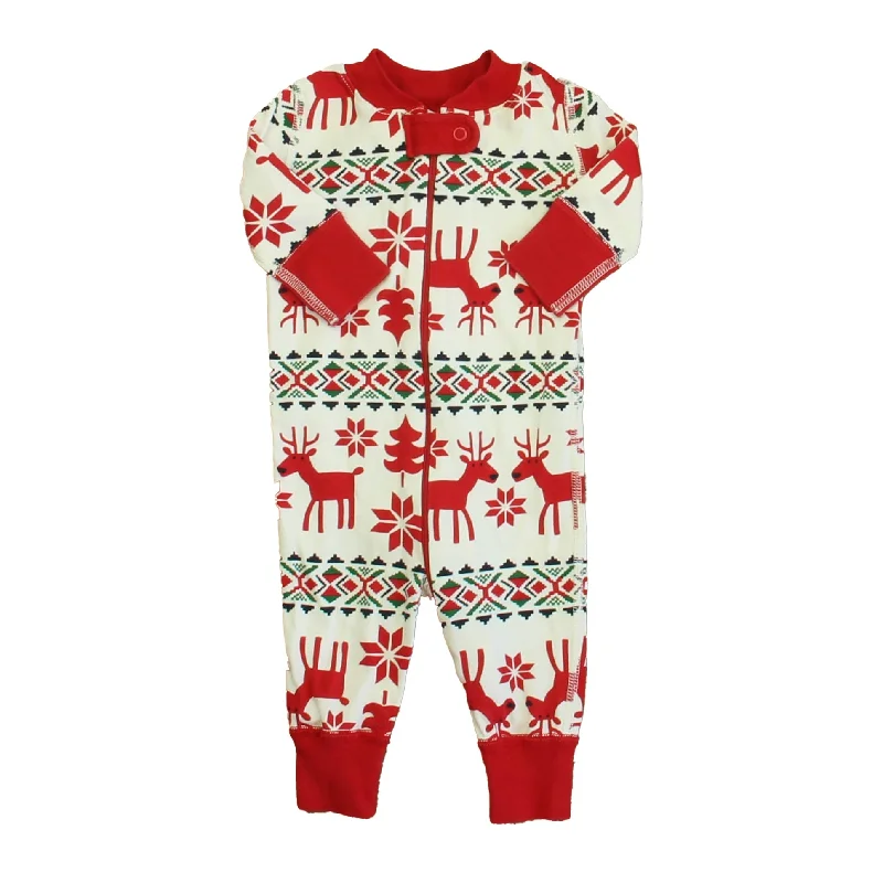 Hanna Andersson Unisex Ivory | Red Reindeers 1-piece Non-footed Pajamas Unique Men's Patch