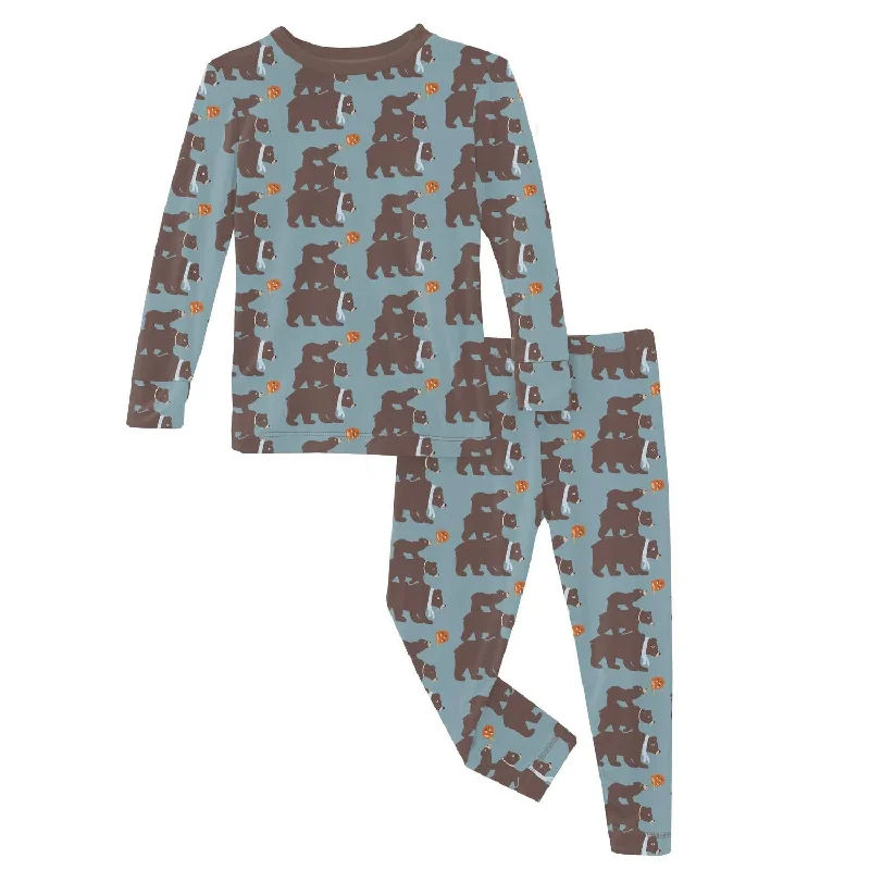 Kids' Print Long Sleeve Pajama Set In Stormy Sea Three Naughty Bears Preppy Men's College