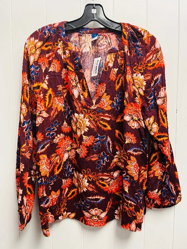 Top Long Sleeve By Old Navy In Orange & Red, Size: S Laid