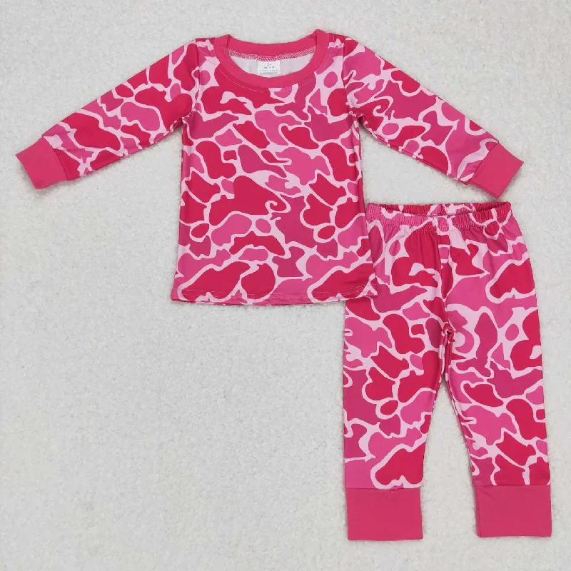 GLP0801  Pink Leopard  Girls Long Sleeve Pants Outfits Pajamas Refined Men's Classic 