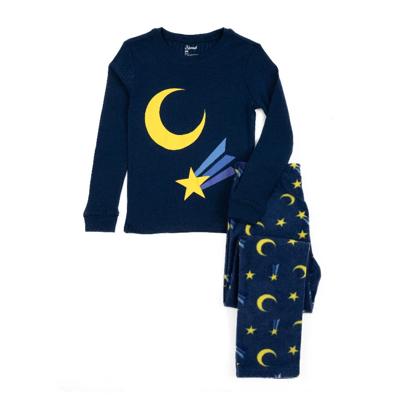 Kids Cotton Top and Fleece Pants Pajamas Moon Sporty Men's Tennis