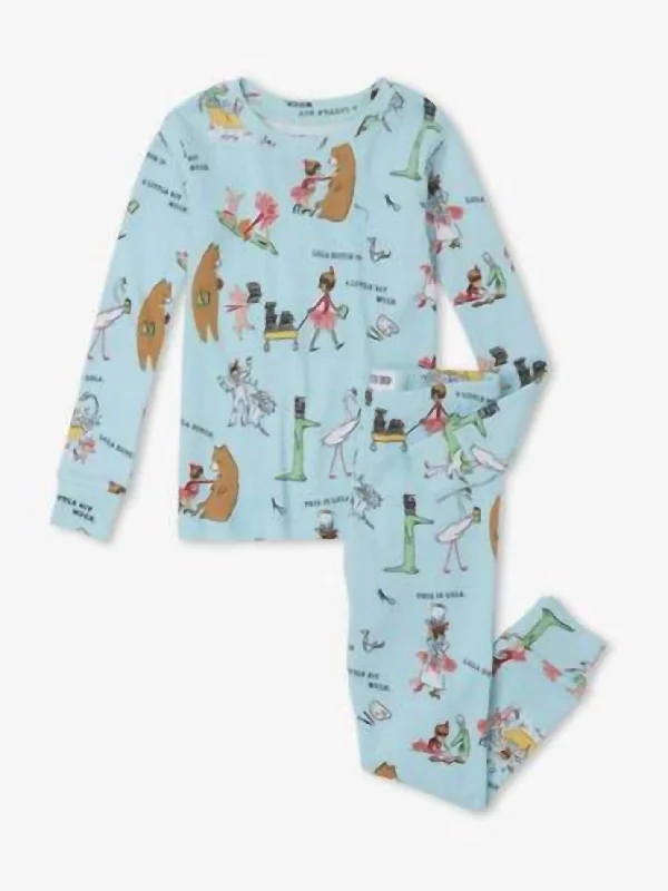 Girl's Lola Dutch Pajamas In Blue Unique Men's Patch