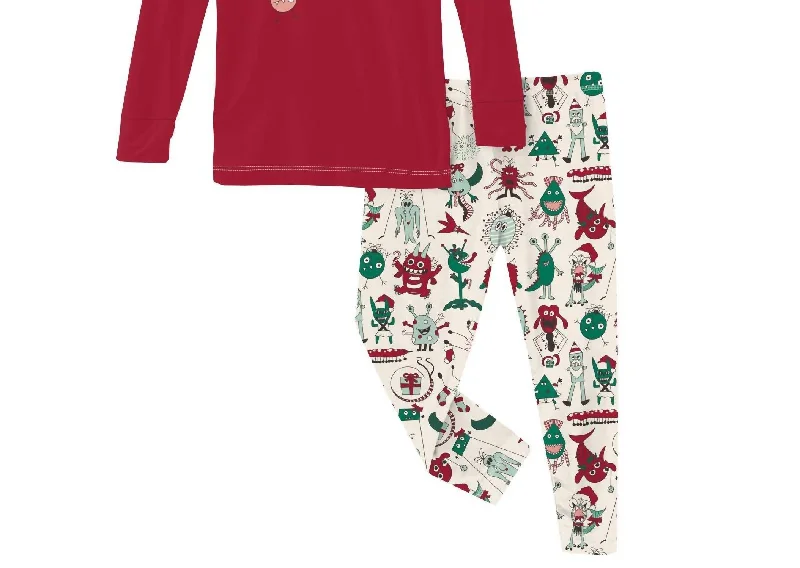 Kids' Long Graphic Tee Sleeve Pajama Set In Merry Monsters Youthful Men's Anime