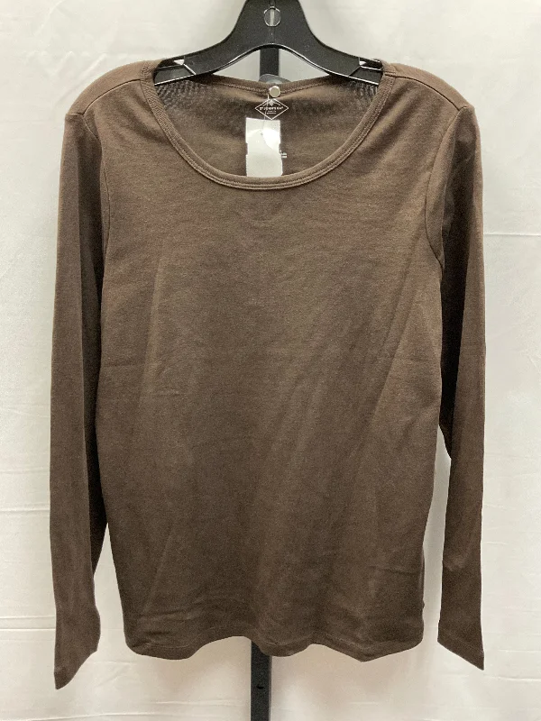 Brown Top Long Sleeve Basic St Johns Bay, Size L Dynamic Men's Glow