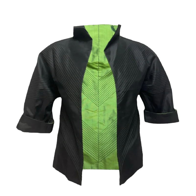 Reversible Iridescent Silk Evening Jacket By Unbranded In Black & Green, Size: M Stylish Men's Tropical 