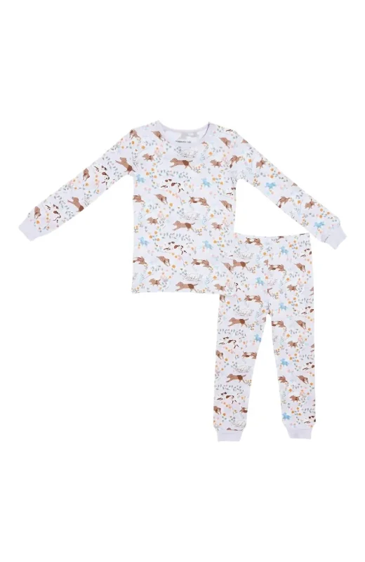 Fur-End Toddler Pajama Set In White Multi Trendy Men's Bucket